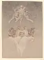 Philipp Otto Runge,Die Genien auf der Lichtlilie, Bleistift, schwarze, rote und weiße Kreide, auf bräunlichem Papier, 1809