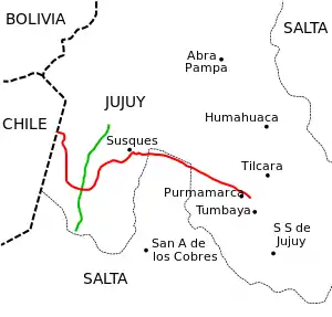 Verlauf der Ruta National52