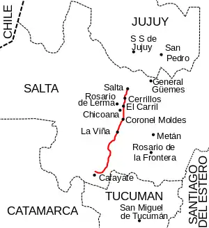 Verlauf der Ruta National68