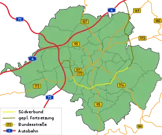 Verlauf und Planungen für den Weiterbau des Südrings