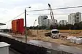 Setzen von Schlitzwänden an der Stryjeńskich-Straße,Juli 2018