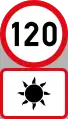 max. Geschwindigkeit 120 km/h bei Tag