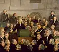 Die Einweihung des Hauses der Felix Meritis am 31. Oktober 1788, Gruppenbild mit Selbstporträt (unten links), 1800/1801, Amsterdam Museum