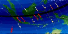 Ausschnittkarte der Sonnenfinsternis in Indonesien