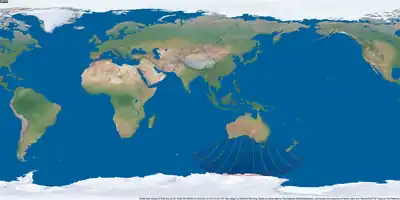 Weltkarte der Sonnenfinsternis vom 13. Juli 2018