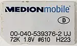 Weiße SIM-Karte mit der Aufschrift Medionmobile und einer Seriennummer