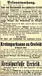 Bekanntmachung der Gründung der Spar- und Darlehnskasse des Landkreises