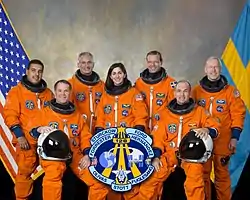 v. l. n. r. José Hernández, Kevin Ford, John Olivas, Nicole Stott, Christer Fuglesang, Frederick Sturckow, Patrick Forrester