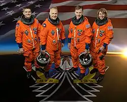 v. l. n. r.: Rex Walheim, Douglas Hurley, Christopher Ferguson und Sandra Magnus