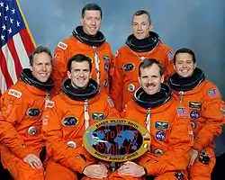 v. l. n. r. Vorne: Thomas Jones, Peter Wisoff, Steven Smith, Daniel Bursch;Hinten: Michael Baker, Terrence Wilcutt