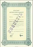 Aktie der Saalbau AG von 1958