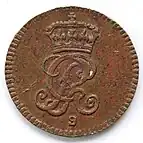 Cu ½ Dreiling Scheidemünze, Herzogtum Sachsen-Lauenburg, Georg II. 1739 (Welter 1812)