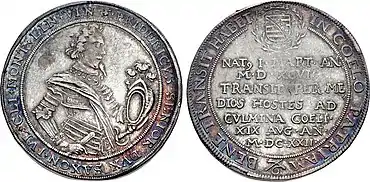 Johann Ernst und seine sechs Brüder, Sterbetaler Friedrichs von 1622, Münzstätte Saalfeld