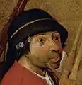 Das Gesicht eines der Sackpfeifer