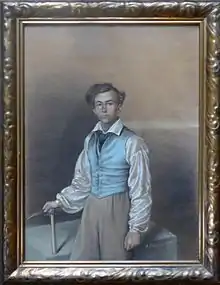 Der nachmalige New Yorker Architekt Alexander Sältzer als Zimmerer-Geselle in Eisenach, Pastell 1832