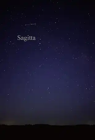 Das Sternbild Pfeil, wie es mit dem bloßen Auge gesehen werden kann