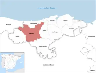 Die Lage der Comarca Saja-Nansa in der autonomen Gemeinschaft Kantabrien