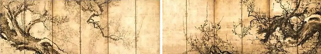 Stellschirmpaar mit Pflaumen