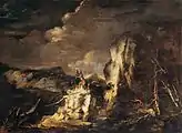 Rosa: Paesaggio roccioso con cacciatori e guerrieri (1670)