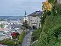 Felixpforte mit dem Turm der Sebastianskirche