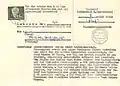 Juni 1953: Vorderseite mit Hinwei­sen, Gebühr 1 DM (Hektographie)