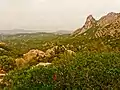 Blick vom San Pantaleo Massiv nach Norden über die östliche Gallura zum Golf Baja di Arzachena