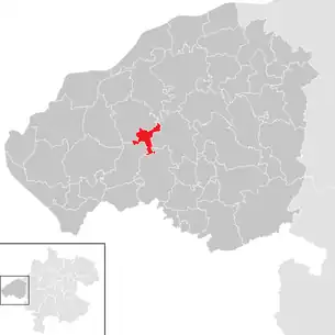 Lage der Gemeinde St. Georgen am Fillmannsbach im Bezirk Braunau am Inn (anklickbare Karte)