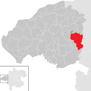 Lage der Gemeinde St. Johann am Walde im Bezirk Braunau am Inn (anklickbare Karte)