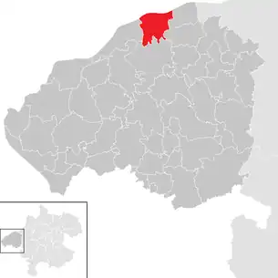 Lage der Gemeinde St. Peter am Hart im Bezirk Braunau am Inn (anklickbare Karte)