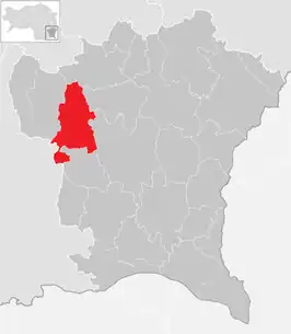 Lage der Gemeinde Sankt Stefan im Rosental im Bezirk Südoststeiermark (anklickbare Karte)