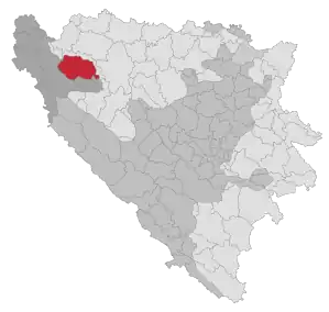 Lage der Gemeinde Sanski Most in Bosnien und Herzegowina (anklickbare Karte)