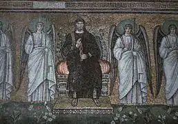 Thronender Christus, umgeben von Engeln