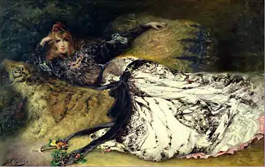 Sarah Bernhardt, Tigerfell  (Georges Clairin, 1871)