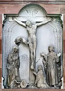 Grabstein des Wilhelm von Hohnstein († 1541),  Bischof von Straßburg, in der Pfarrkirche „Notre-Dame-de-la-Nativité“, Saverne