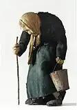 Irmgard Reumann: Arme-Leute-Suppe (gebeugte Frau mit Schultertuch, Stock und Eimer), um 1930. (Privatbesitz)