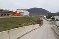 Baustelle mit Schmalspurbahn am Westportal bei Weilheim (Dezember 2016)