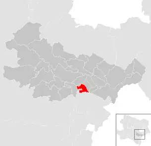 Lage der Gemeinde Schönau an der Triesting im Bezirk Baden (anklickbare Karte)