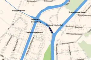 Lage der Schleuse Friedenthal