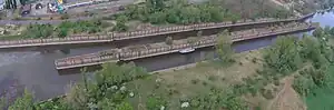 Die Reste der Doppelschleuse Magdeburg Neustadt im Luftbild