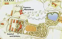 Lageplan von Schloss, Gutshof und Schlosspark um 1850