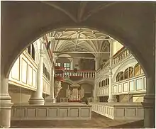 Innenansicht der Schlosskirche vor dem neugotischen Umbau, Gemälde von Friedrich Schnelle, 1839