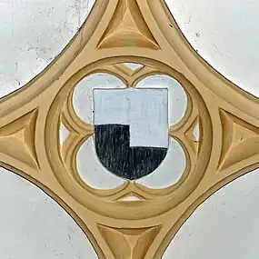 Leoprechtinger-Wappen als Schlussstein eines Netzgewölbes in der Berchtesgadener Stiftskirche