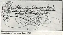 Schnörkelbrief aus dem Jahr 1739