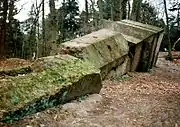 Der gesprengte Schornstein der ehemaligen Dampfmühle