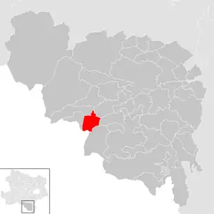 Lage der Gemeinde Schottwien im Bezirk Neunkirchen (anklickbare Karte)