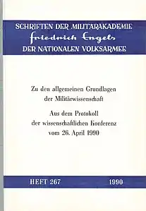 Umschlag H. 267/1990, Zu den allg. Grundlagen der Militärwissenschaft