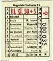 Fahrschein der III. Klasse von 1951 zu 50 Pfennig, zuzüglich der getrennt ausgewiesenen „Höhensteuer“ von fünf Pfennig