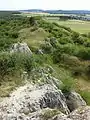 Blick vom Gipfel Richtung Süden, im Vordergrund die Felssteppe.