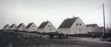 Gartenstadt in den 1930er Jahren. Rechts im Hintergrund die Kilianskirche