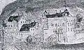 Detaillierte und älteste Zeichnung der Håkonshalle und des Rosenkrantzturmes  von Hieronymus Scholeus um etwa 1580